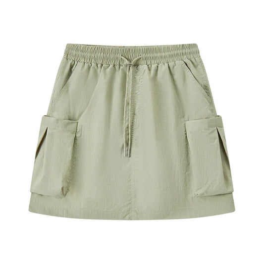 Semir Skirt Women Simple Workwear Style 2025 Summer New Elastic Waist A-Line Skirt with Textured Fabric