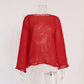 Original Fashion Hollow Out Knit Shirt Spring And Summer Women's Perspective Thin O-Neck Loose Elastic Long Sleeve Knit T-shirt