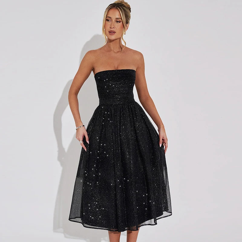 Hawthaw Women 2024 Summer Autumn Elegant Party Club Evening Birthday Bodycon Black Midi Dress Wholesale Items For Business