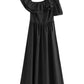 FSLE Black Women Dress 100% Cotton Ankle-Length Women Summer Dress One-shoulder Sleeve Ruffled Pink Maxi Dress 24FS18015