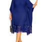 Znaiml Elegant Batwing Sleeve Tassel Slim Birthday Party Black Midi Dresses Women Sexy Evening Prom Bodycon African Vestidos New