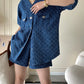 Women's Denim Short Sleeve Top and Shorts Two Piece Suit French Fashion Spring Summer Cowgirl Top Streetwear Korean Leisure New