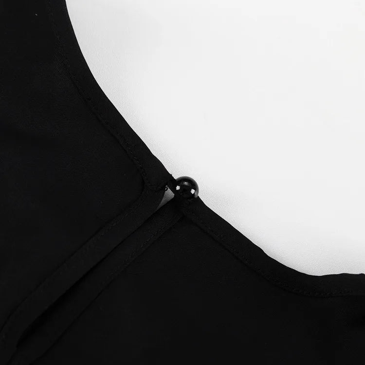 Jastie 2023 Autumn New Women's Dress Round Neck Long Bell Sleeve Ruffle Dresses Women's Temperament Design Short Black Dress