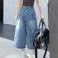 American Style Retro Street Women's Mid-Length Jeans Graffiti Design Loose Straight Cut Shorts Casual Fashionable Denim Shorts
