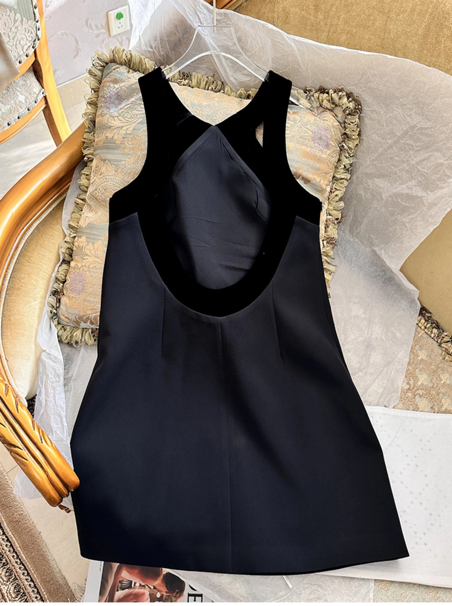 Spring Dresses 2024 New Fashion Velvet Sexy Backless Slip Dress for Women Loose Bow Girl's Elegant Party Short Ladies Dress