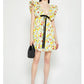Women Vintage y2k Fairy Floral Print Mini Dress Boho V Neck Puff Sleeve Short Dress Bow Tie Flowy Dress Beach Holiday Sundress