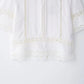 TRAFZA Women Fashion O-Neck Crocheting Details White Skirt Suit Short-sleeve Blouse+Side Zipper White Pleated Midi Se Long Skirt