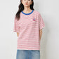 TOYOUTH Women Striped Short Sleeved T-shirt 2024 Summer New Academy Style Round Neck Top