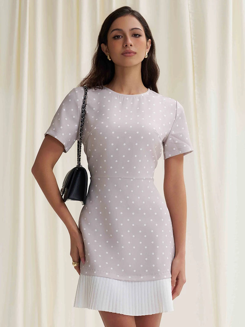 Elegant Retro Black Polka Dot Dress Women Office Style Sexy Short Summer Dresses Short Sleeve Polka Dot Beach Dress Women 2025