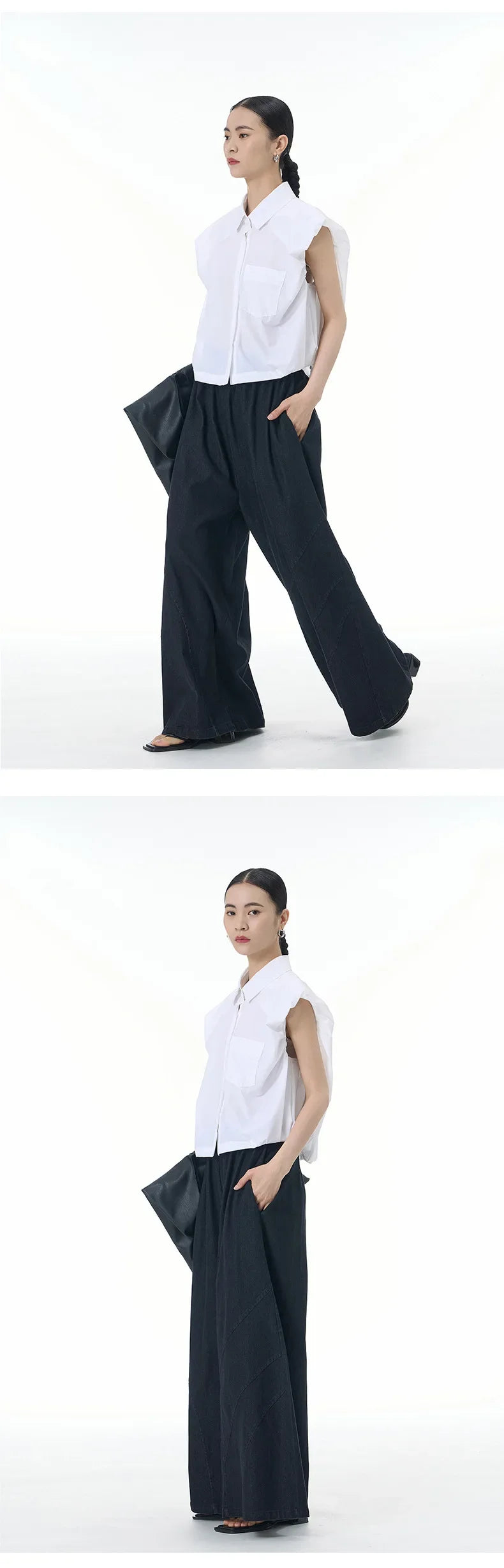 2024 Summer New Plus Size Women's Loose Fit Slimming Sleeveless Short Sleeve Shirt Cropped Trendy Cool Clothing