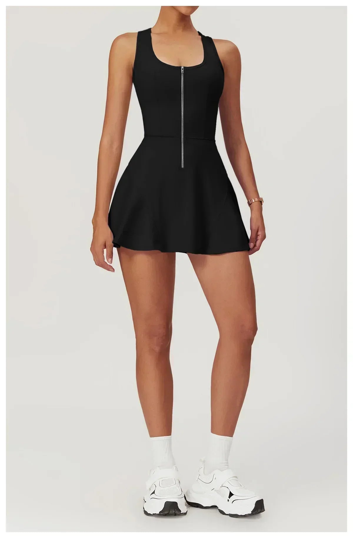 Yoga skirt anti-slip sports dress outdoor one-piece zip tennis skirt running fitness badminton dresses