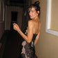 Mingmingxi Black Mesh Birthday Dress for Women 2024 One Shoulder Sexy Long Dress Slim Elegant Flower Wedding Guest Party Dresses