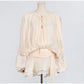 Luxury Elegant Mini Dress For Women V Collar Lace Up Blouse Dresses Long Sleeve Stacked Hem Vestido 2025 New Lady Women Clothing