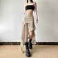 Zoki Sexy Irregular Y2K Skirts Women Vintage American High Waist Slim Slit Long Skirt Casual Lady Streetwear Retro Summer Skirts