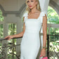 Fashionable Square Collar Butterfly Knot Shoulder Strap Slim Fit Long Dress Cross-Border Women's Spring New Arrival Gown