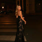 Mingmingxi Black Mesh Birthday Dress for Women 2024 One Shoulder Sexy Long Dress Slim Elegant Flower Wedding Guest Party Dresses