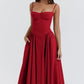 Women's French Style Long Dress with Solid/Floral/Checkered Multi Color Options Knee-Length Dress 2025 New Arrival