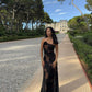 Mingmingxi Black Mesh Birthday Dress for Women 2024 One Shoulder Sexy Long Dress Slim Elegant Flower Wedding Guest Party Dresses