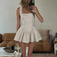 Trendix Ruffle Mini Dress Femme Sexy Backless Patchwork Sleeveless Slim A-Line Dress Vacation Casual Beach Party Elegant Dresses
