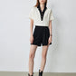 TOYOUTH Women Contrasting Colors POLO Collar T-shirt 2025 Summer New Short Sleeved Top