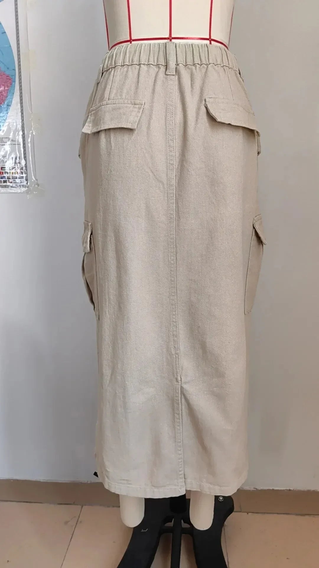 Leisure elastic waist work dress, fashionable women's mid length skirt