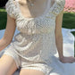 2024 New White Lace Tied Square Neck Summer T-shirts Chic Elegant Short Sleeve Tee Cotton Y2K Street Casual Bow Tie-up Top Women