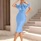Women's Off Shoulder Bandage Midi Dress Luxury Design Ruffled  Elegant Black Sleeveless Ruffled Sexy Club Party Evening Dresses