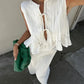Women's Ruffled Lace Up Suit Blouse Long Skirt High Street Suit Solid Color Skirt 2 Piece High Street Suit 2024 New Suit