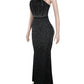 Znaiml Black Off Shoulder Sleeveless Luxury Rhinestones Bodycon Back Split Dresses Womens Clothing Slim Birthday Evening Vestido