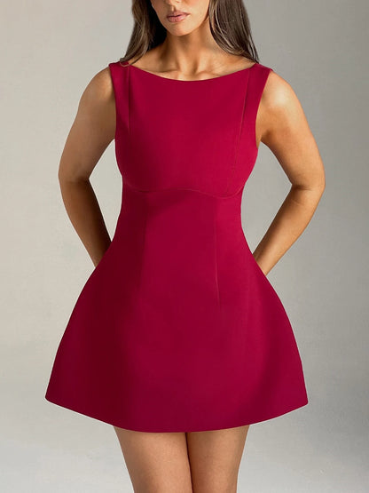 Trendix Slim Sleeveless Tank Dress Female 2024 Autumn Trendy High Waist Backless Mini Dresses Street Casual Vacation Party Dress