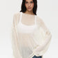 Original Fashion Hollow Out Knit Shirt Spring And Summer Women's Perspective Thin O-Neck Loose Elastic Long Sleeve Knit T-shirt