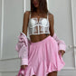 Tuularose Summer Ruffle Short Skirt Women 2025 Summer New Y2k Pleated Patchwork Skirt Casual Streetwear Office Lady Female Skirt