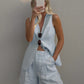 Wolfeel Cotton linen Chic Casual Vest Shorts Set Women's Fashion Commuter Sleeveless Tank Top Loose Shorts Suits Summer New