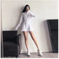 HOUZHOU Black Shirt Dress Women Elegant Vintage Long Sleeve Dresses Sexy Gothic Pleated Streetwear Turn-down Collar Casual Robe