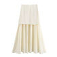 Talenza Women 2 Piece Set V-Neck Sleeveless Button Knitted Vest Top+Elegant Splicing High Waist Zipper Long Skirts Holiday Suits