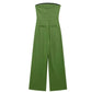 TRZA-Strapless Linen Jumpsuits for Women, Straight Neck, Back Zipper, Female Playsuits, Chic Fashion