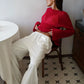 Original Fashion Hollow Out Knit Shirt Spring And Summer Women's Perspective Thin O-Neck Loose Elastic Long Sleeve Knit T-shirt