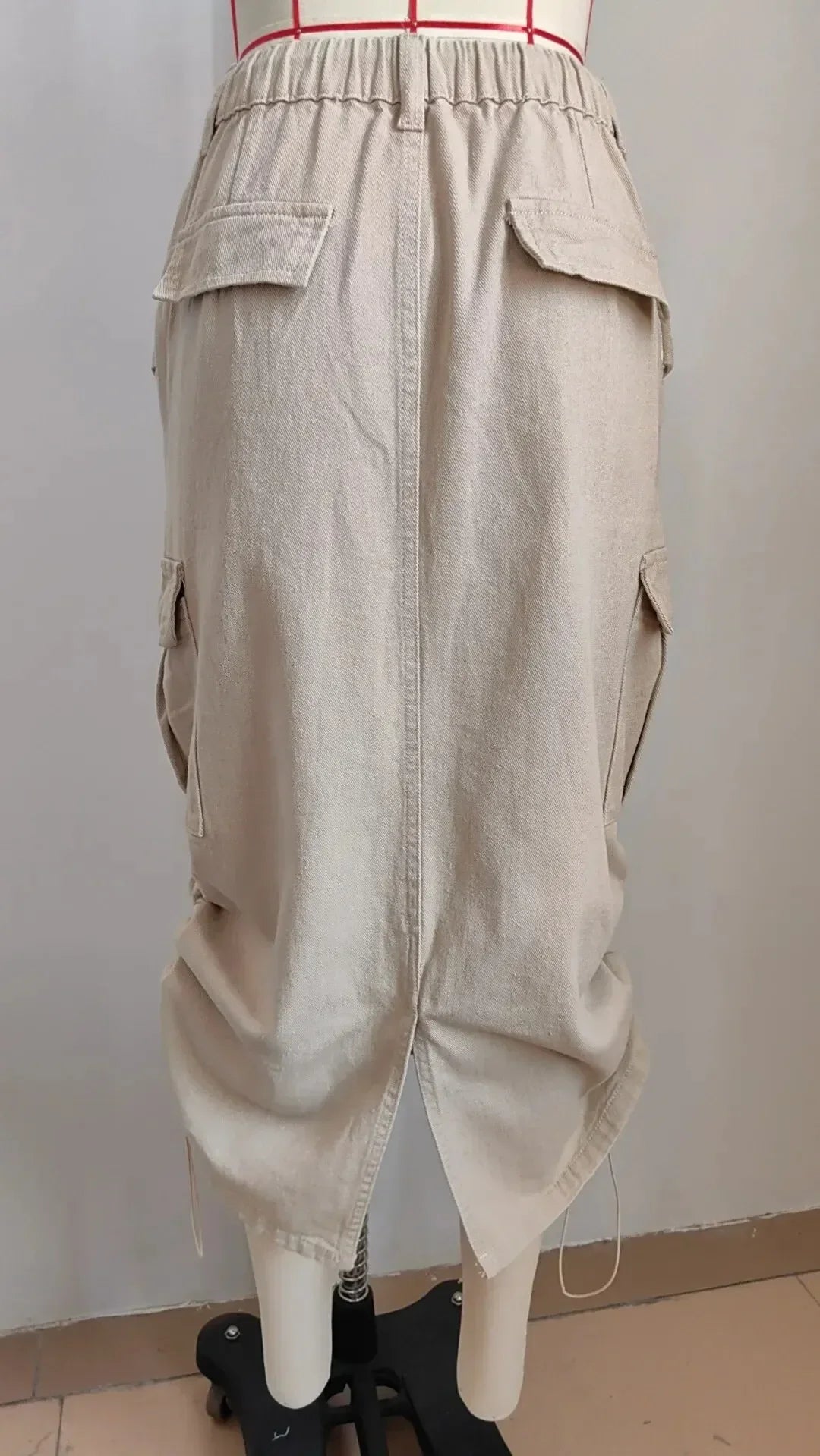 Leisure elastic waist work dress, fashionable women's mid length skirt
