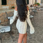 TARUXY Black Lace Flare Sleeve Dress One-Shoulder Women's Slim Tight Waist Sexy Gown Dress Elegant Strapless Long Fishtail Dress
