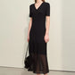 Amii Minimalism 2024 Women's Knitted Dresses Summer New V-neck Spliced Chiffon Short-sleeve Female Slim Fishtail Dress 12442152