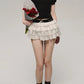 Deeptown Kawaii Sexy Ruffle White Mini Skirt Fairycore Cake Pleated Lace Up Short Skirts Coquette Casual Layered Patchwork Skirt
