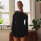 Black Dress For Women Streetwear Lace-up Inclined Collar Hot Vestidos Elegantes Para Mujer Long Sleeve Asymmetrical Y2k Clothes