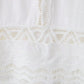 TRAFZA Women Fashion O-Neck Crocheting Details White Skirt Suit Short-sleeve Blouse+Side Zipper White Pleated Midi Se Long Skirt