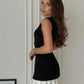 Lady Office Commute High street Mini Dress Elegant Patchwork Pleated Short Dress For Women Fashion Slim Sleeveless Vestidos