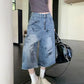American Style Retro Street Women's Mid-Length Jeans Graffiti Design Loose Straight Cut Shorts Casual Fashionable Denim Shorts