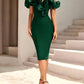 Women's Off Shoulder Bandage Midi Dress Luxury Design Ruffled  Elegant Black Sleeveless Ruffled Sexy Club Party Evening Dresses
