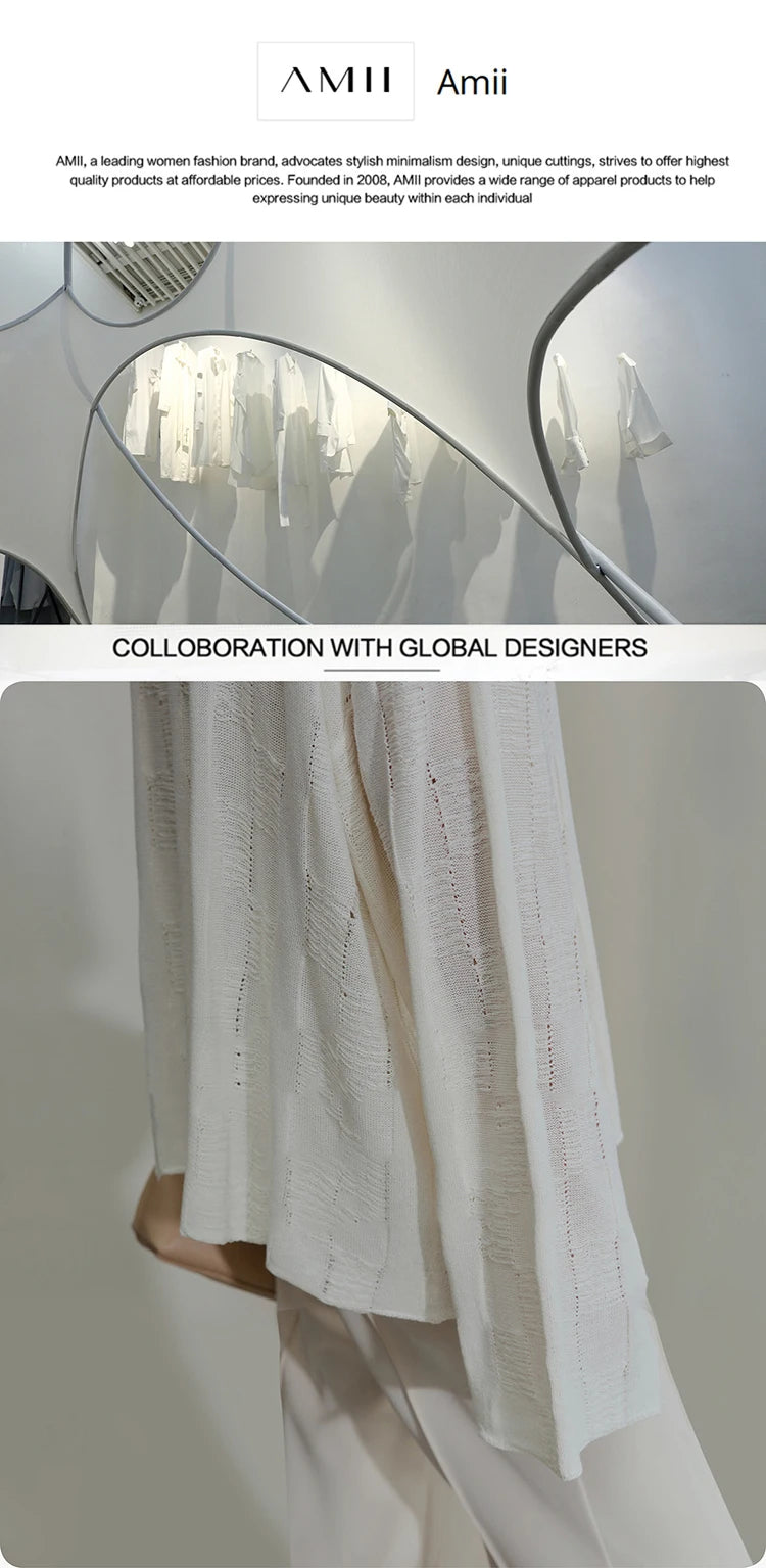 Amii Minimalism 2024 Women's Knitted Dresses Summer New V-neck Spliced Chiffon Short-sleeve Female Slim Fishtail Dress 12442152