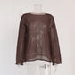 Original Fashion Hollow Out Knit Shirt Spring And Summer Women's Perspective Thin O-Neck Loose Elastic Long Sleeve Knit T-shirt