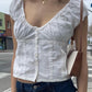 2024 New White Lace Tied Square Neck Summer T-shirts Chic Elegant Short Sleeve Tee Cotton Y2K Street Casual Bow Tie-up Top Women