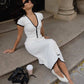 Tossy White Knit Sweater 2 Piece-Set Maxi Skirt For Women Ribbed Short Sleeve Cardigan Top And Long Skirt Sets Knitwear Outfits